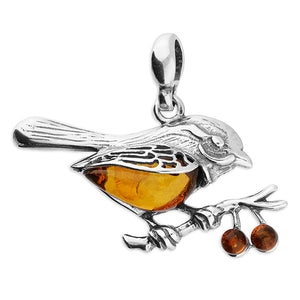 Red Robin Amber Pendant Necklace