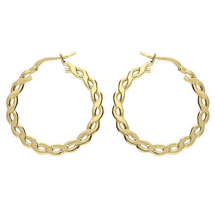 Patterned hoop earrings.