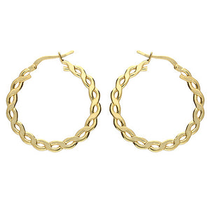 Patterned hoop earrings.