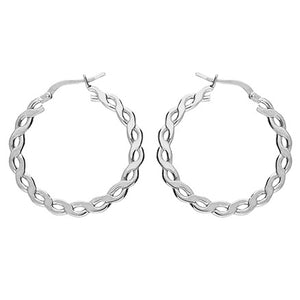 Patterned hoop earrings.